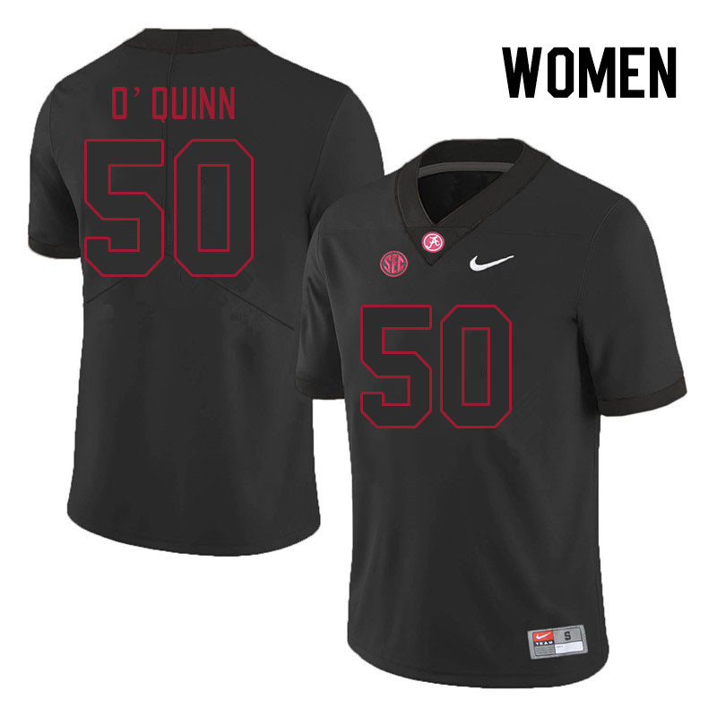 Women #50 Brock O'Quinn Alabama Crimson Tide College Footabll Jerseys Stitched Sale-Black